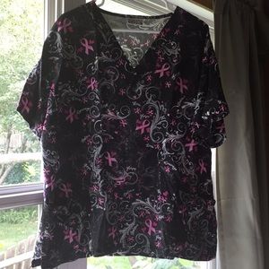 Breast cancer awareness scrub top